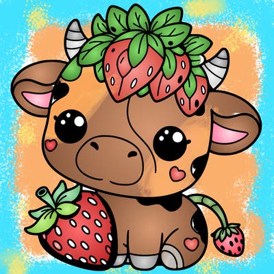 cute strawberry cow