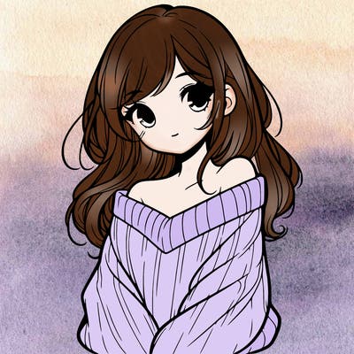 shy pretty girl wearing a sweater that is falling off one shoulder portrait