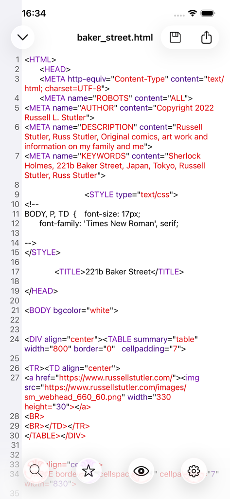 FTPManager Pro - Editor de código de FTPManager Pro con resaltado de sintaxis mostrando un archivo HTML