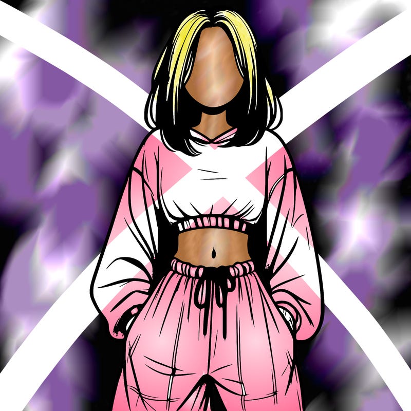 realistic girl faceless with baggy pants and a crop top