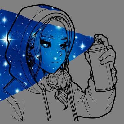 a realistic girl, spray painting