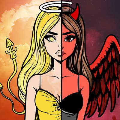 devil vs angel realistic girl