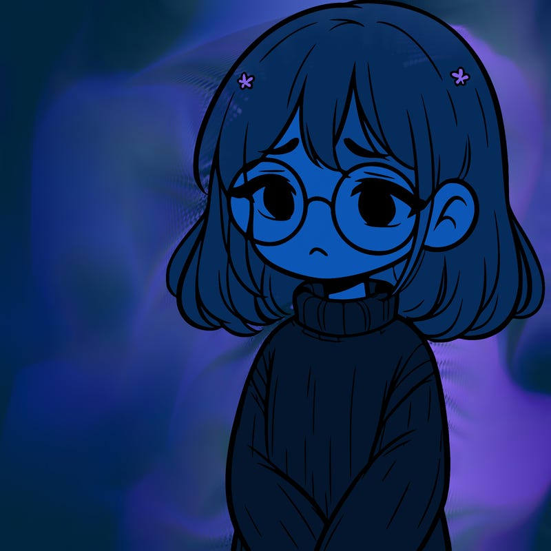 sad girl with glasses in a sweater