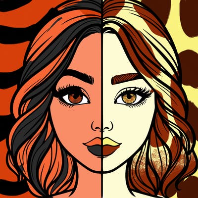 realistic girl split half