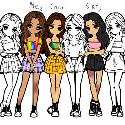 a group of girls realistic