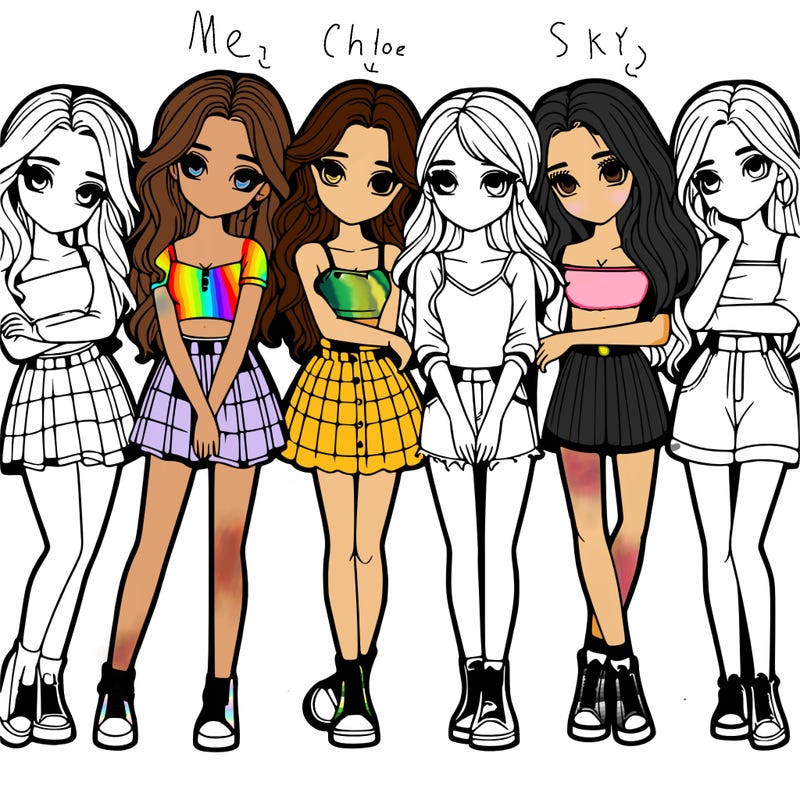 a group of girls realistic