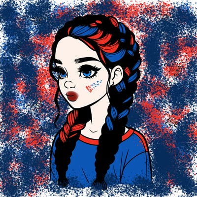 realistic girl with braids