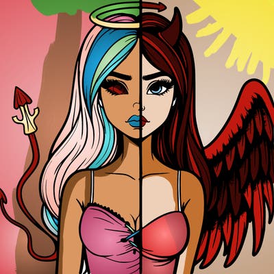 devil vs angel realistic girl