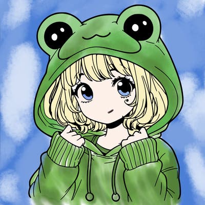 a cute teenage girl wearing a frog hoodie