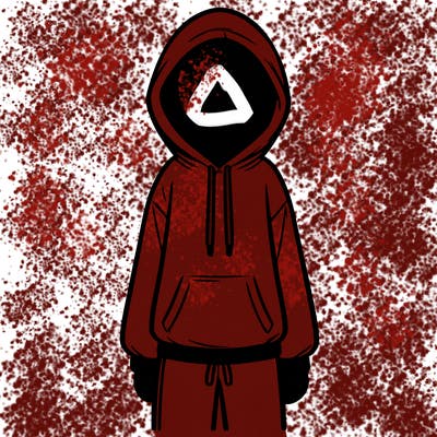 faceless girl in a tracksuit with a hood on and no hair