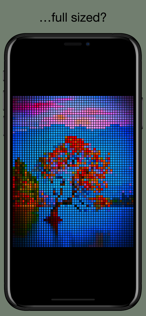 Stained Glass - Photo Effect - Un smartphone affichant un effet mosaïque vitrail en plein écran sur une photo de paysage d'arbre coloré.