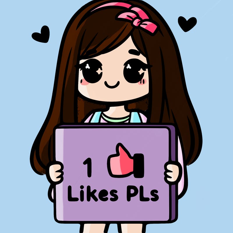 girl holding a sign saying 10 likes pls