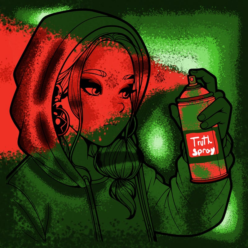 a realistic girl, spray painting