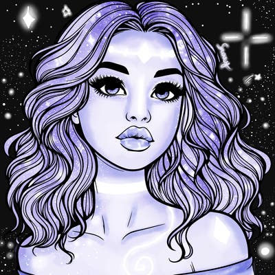 realistic girl with wavy hair and lips