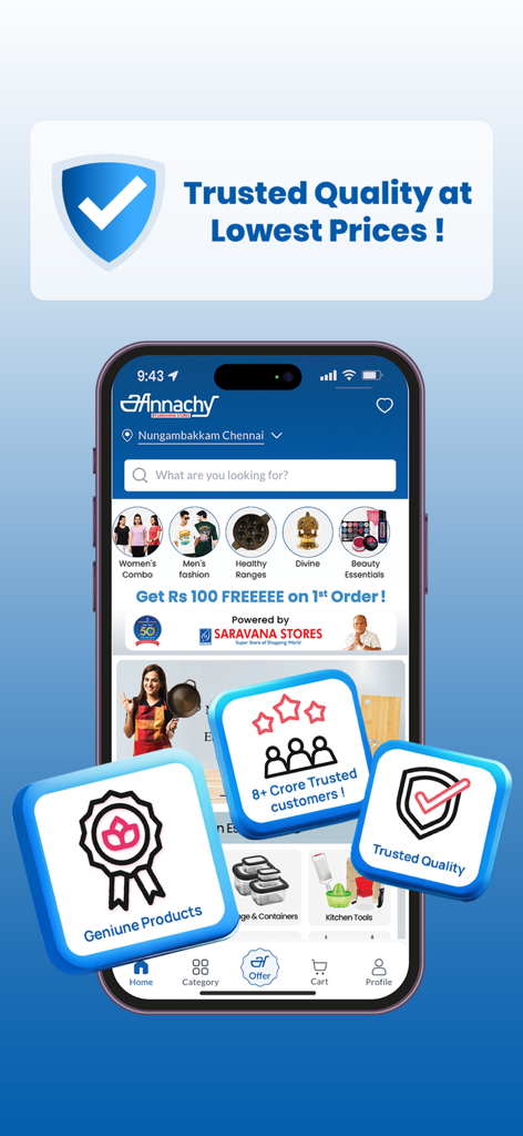 Annachy - The Annachy shopping app interface featuring diverse product categories and promotional offers for lifestyle and home needs.