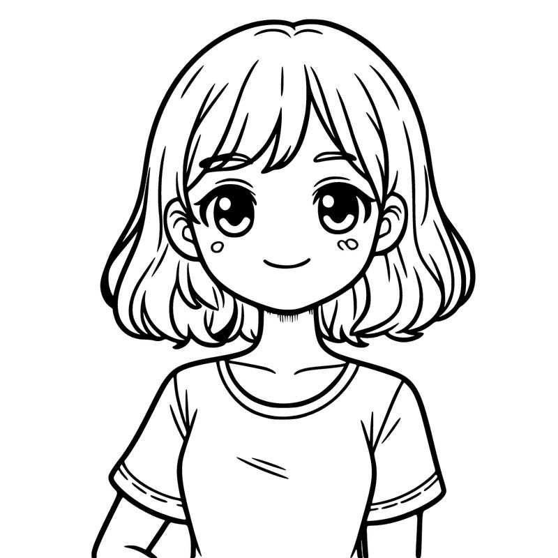 girl with medium length hair and a t shirt