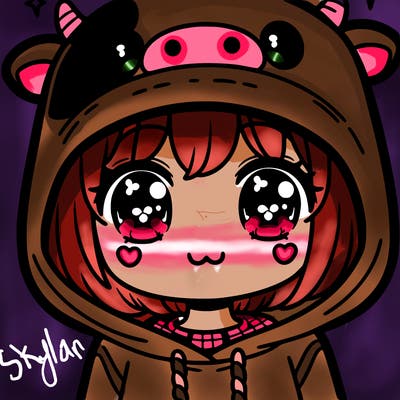 kawaii girl with cow hoodie