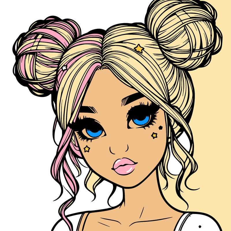 realistic girl with space buns