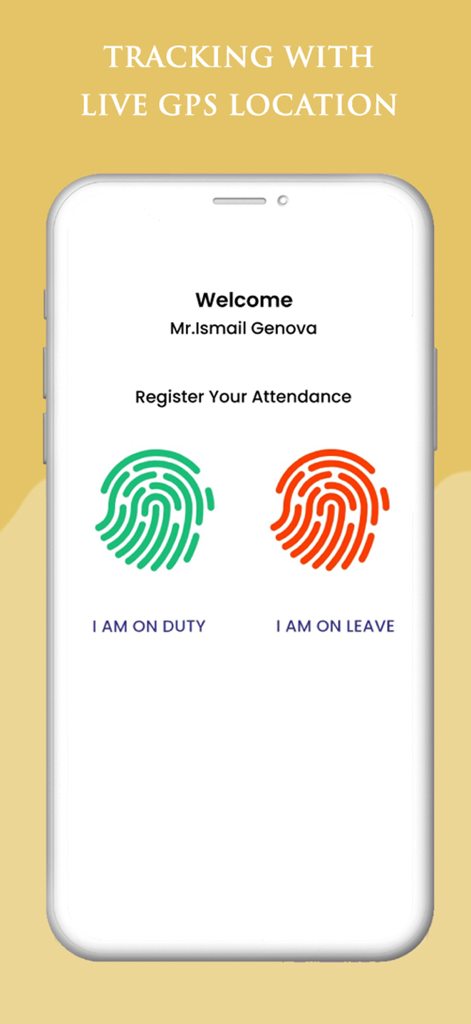 Smart Build app screen for attendance registration with live GPS tracking for contractors.