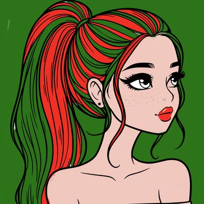 a beautiful and realistic girl with a high pony tail