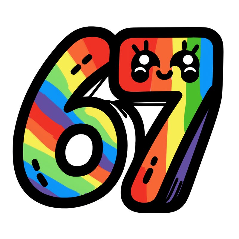 the numbers 67