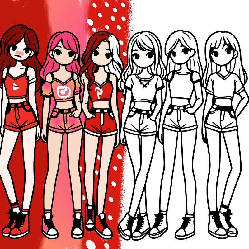 a group of girls wearing crop tops and shorts