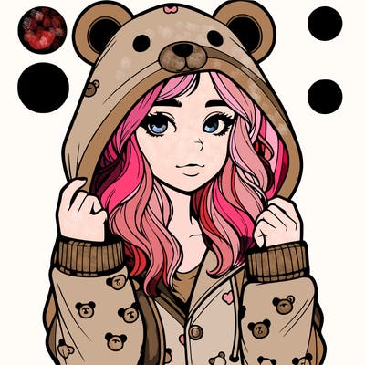 realistic girl in a animal pjs hoodie