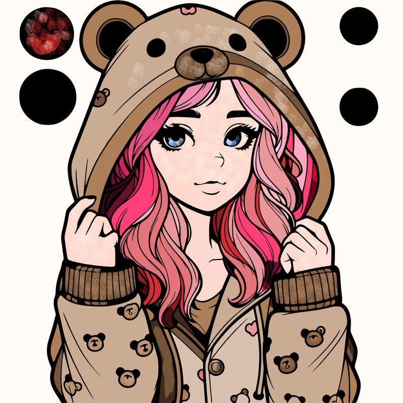realistic girl in a animal pjs hoodie