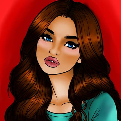 realistic girl with hair on her hair and lips