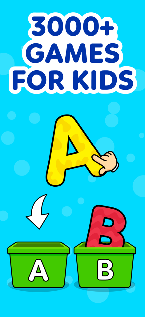 Kids educational game for learning the alphabet by sorting letters into boxes