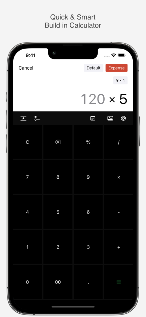 YeNom - YeNom mobile app interface showing its built in calculator for fast expense tracking