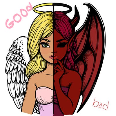 realistic angel half demon