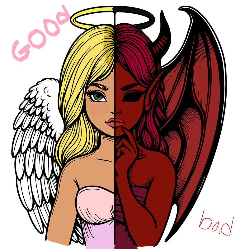 realistic angel half demon