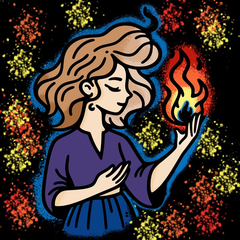 woman with fire