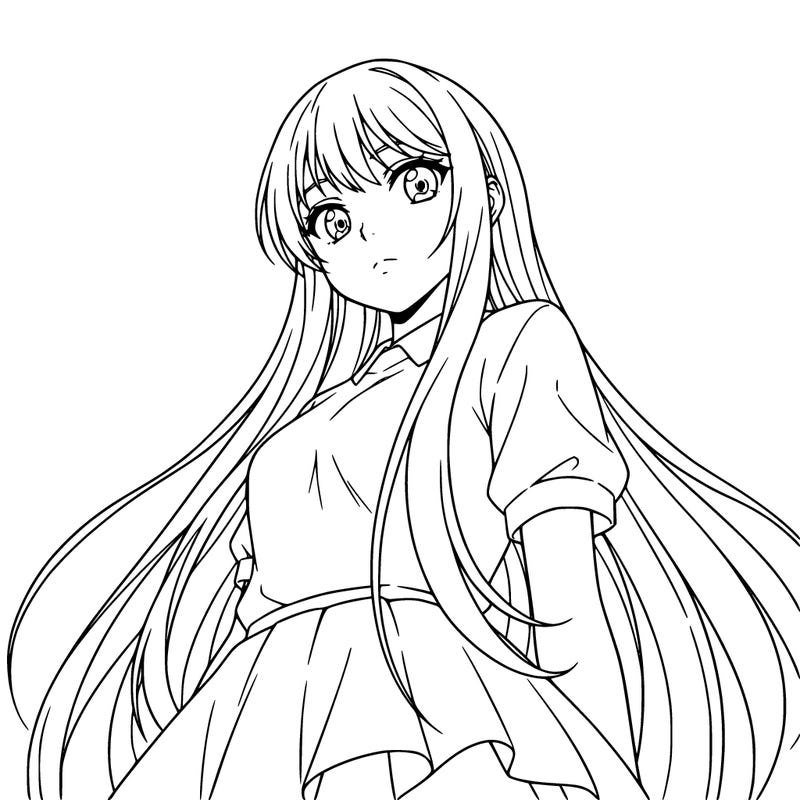 anime girl with long hair and big eyes