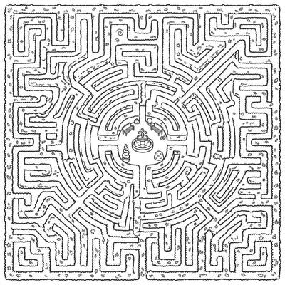 Step into a world of leafy puzzles with this intricate Hedge Labyrinth coloring page. Discover winding paths, dense hedges, and a charming central fountain, offering hours of engaging artistic fun.