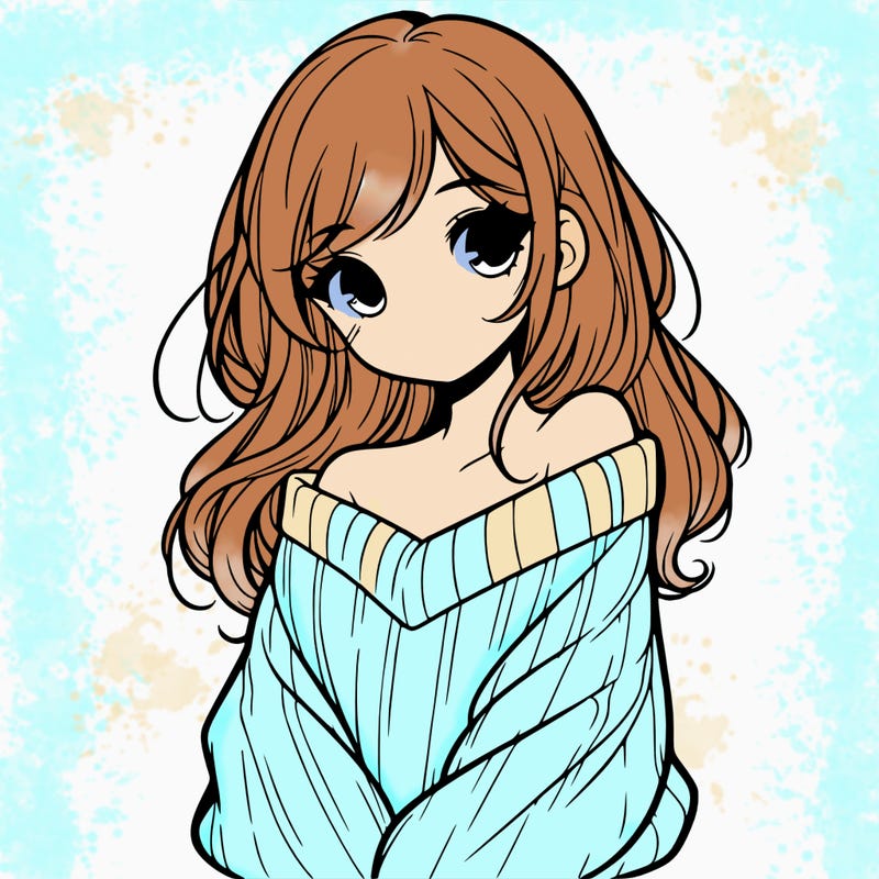 shy pretty girl wearing a sweater that is falling off one shoulder portrait