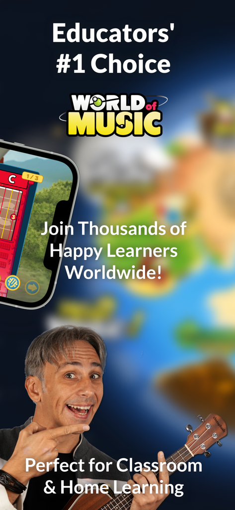 Harmony City: Guitar & Ukulele - Aplicación de aprendizaje musical para guitarra y ukelele utilizada en aulas y en casa