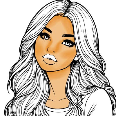 realistic girl with hair on her hair and lips