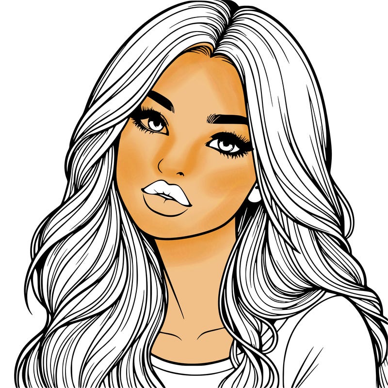 realistic girl with hair on her hair and lips