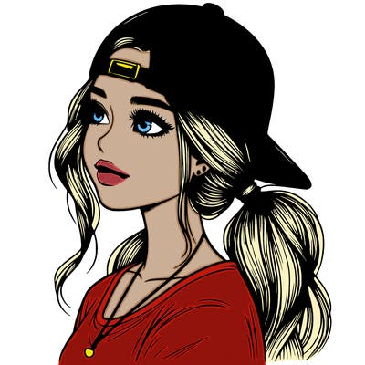 realistic girl with a backwards hat