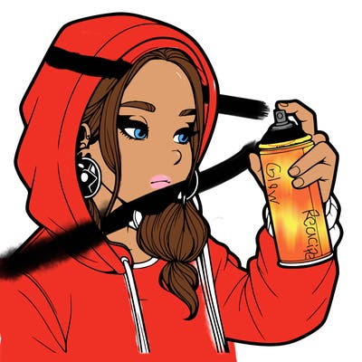 a realistic girl, spray painting