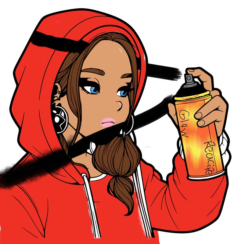 a realistic girl, spray painting