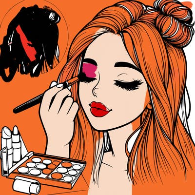 realistic girl doing makeup