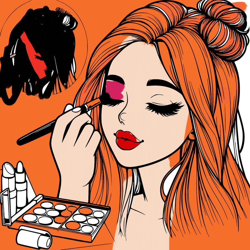 realistic girl doing makeup