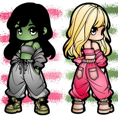 girl in crop top and baggy pants