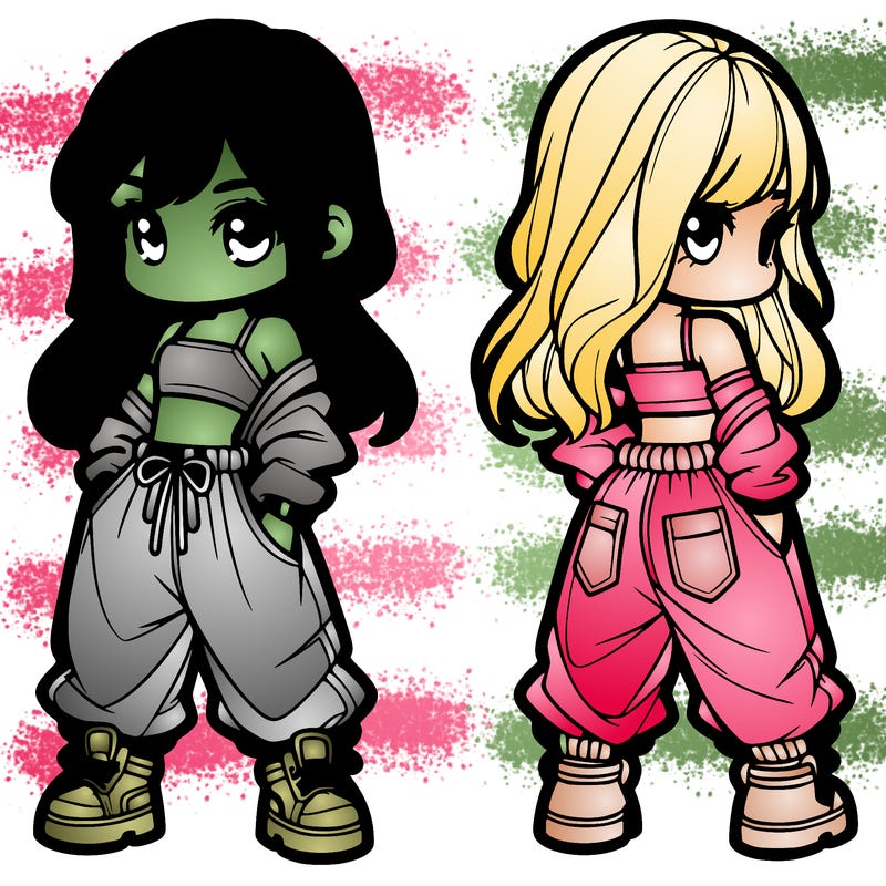 girl in crop top and baggy pants