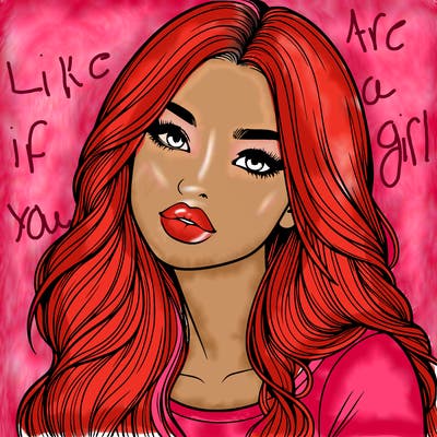 realistic girl with hair on her hair and lips