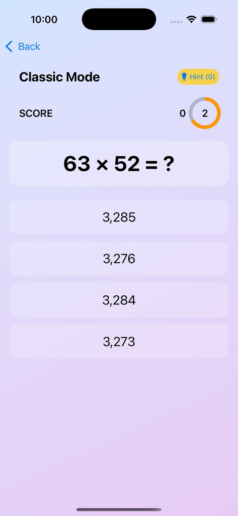 Math Rush: Brain Workout - Mental math multiplication question in the Math Rush app Classic Mode