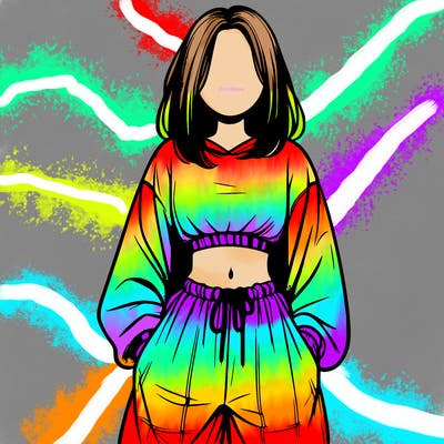 realistic girl faceless with baggy pants and a crop top